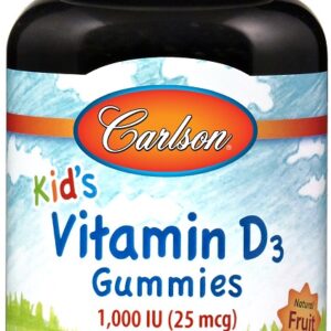 Kid's Vitamin D3 Gummies, 1000 IU Natural Fruit - 60 gummies