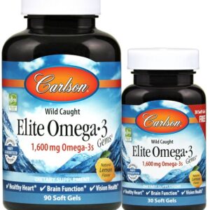 Elite Omega-3 Gems, 1600mg Natural Lemon - 90 + 30 softgels